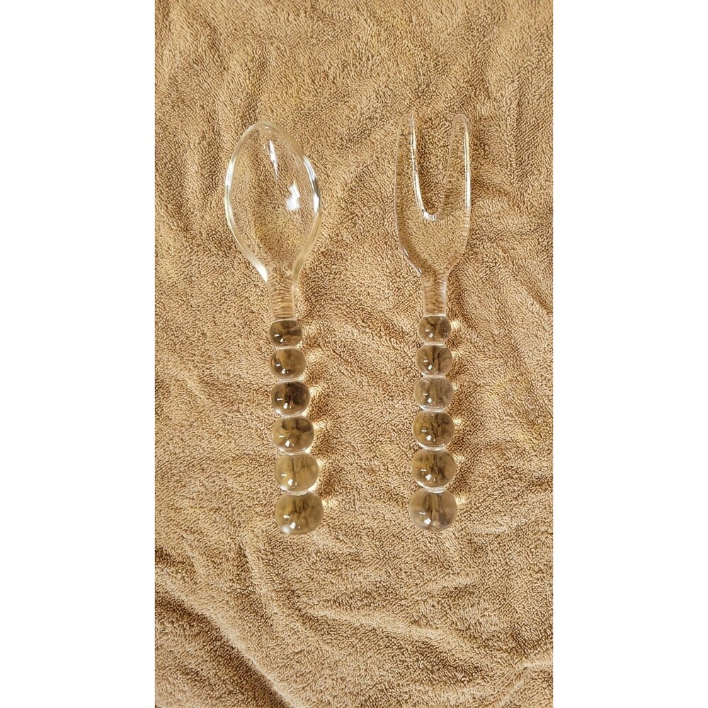 Elegant Imperial Glass Candlewick Pattern 400/75 Salad Fork and Spoon Set - Picture 2 of 3